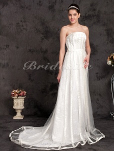 Corte A Tul Barrer / cepillo tren Strapless Vestido de Novia