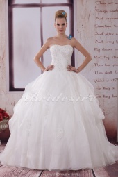 Corte Evasé Strapless Barrer / cepillo tren Sin Mangas Organza Vestido de Novia