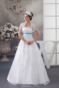 Corte Evasé Strapless Hasta el Suelo Sin Mangas Tul Vestido de Novia