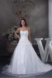 Corte A Strapless Cola Gorrailla Sin Mangas Tul Vestido de Novia