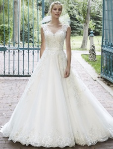 Corte Evasé Escote Corazón Sin Mangas Vestido de Novia