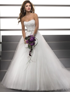 Corte Evasé Escote A la Base Sin Mangas Vestido de Novia