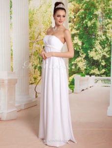 Corte Recto Gasa Imperio Cintura Hasta el Suelo Strapless Vestido de Novia