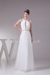 Corte A Escote Halter Cola Corte Sin Mangas Gasa Vestido de Novia