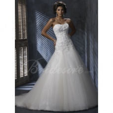 Corte Evasé / Corte A Strapless Escote Corazón Sin Mangas Cola Gorrailla Satén Tul Vestido de Novia with Wrap
