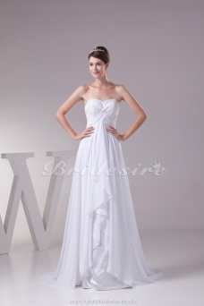 Corte A Strapless Barrer / cepillo tren Sin Mangas Gasa Vestido de Novia