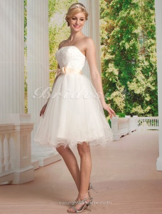 Corte A Tul Y Encaje Strapless Vestido de Novia