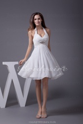 Corte A Escote Halter Corto/Mini Sin Mangas Gasa Vestido