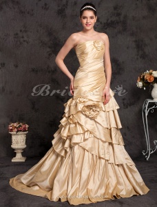 Corte A Tafetán Barrer / cepillo tren Strapless Vestido de Novia