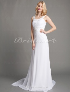 Corte Recto Gasa Cola Corte Escote A la Base Vestido de Novia
