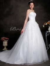 Corte Evasé Strapless Cola Gorrailla Escote Corazón Vestido de Novia