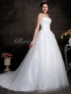 Corte Evasé Strapless Cola Gorrailla Escote Corazón Vestido de Novia