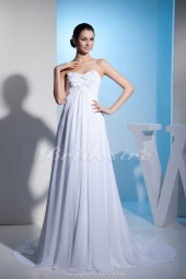 Corte A Escote Corazón Hasta el Suelo Sin Mangas Gasa Vestido de Novia