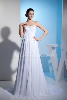 Corte A Escote Corazón Hasta el Suelo Sin Mangas Gasa Vestido de Novia