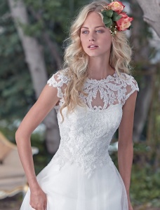 Corte Evasé Escote Corazón Sin Mangas Vestido de Novia