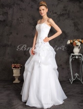 Corte Evasé Hasta el Suelo Tirantes Espaguetis Vestido de Novia