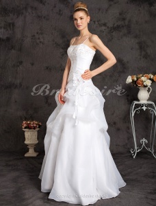 Corte Evasé Hasta el Suelo Tirantes Espaguetis Vestido de Novia