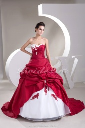 Corte Evasé Escote Corazón Cola Gorrailla Sin Mangas Tafetán Organza Vestido de Novia