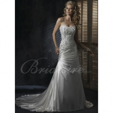 Corte A Strapless Sin Mangas Cola Gorrailla Silk Like Satén Vestido de Novia