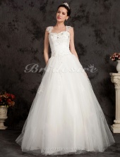 Corte Evasé Hasta el Suelo Tul Escote Corazón Vestido de Novia