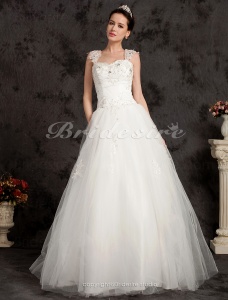 Corte Evasé Hasta el Suelo Tul Escote Corazón Vestido de Novia