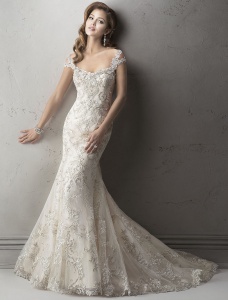 Corte Sirena Escote A la Base Sin Mangas Vestido de Novia