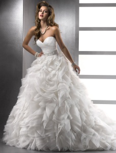 Corte Evasé Escote Corazón Sin Mangas Vestido de Novia