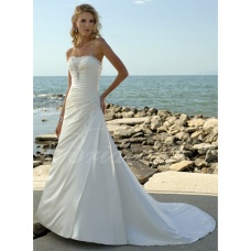 Corte A Strapless Sin Mangas Cola Gorrailla Silk Like Satén Vestido de Novia