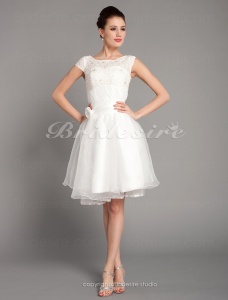 Corte A Escote Barco Encaje Y Organza Vestido de Novia+C6
