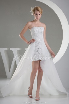 Corte A Strapless Asimétrico Sin Mangas Organza Vestido de Novia