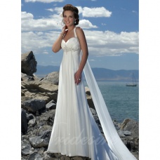 Corte Recto / Column Escote Halter Escote Corazón Sin Mangas Cola Corte Gasa Vestido de Novia