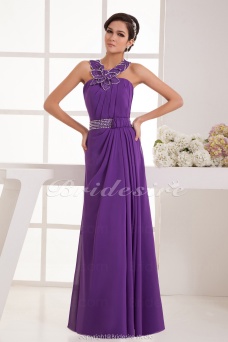 Corte A Escote Halter Hasta el Suelo Sin Mangas Gasa Vestido
