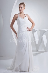 Corte Recto Escote Corazón Escote Halter Barrer / cepillo tren Sin Mangas Gasa Vestido de Novia