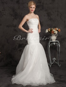 Corte Sirena Hasta el Suelo Tul Tirantes Espaguetis Vestido de Novia
