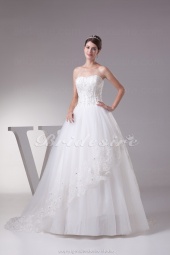 Corte Evasé Escote Corazón Barrer / cepillo tren Sin Mangas Tul Vestido de Novia