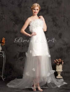 Corte A Tul Satén Asimétrico Strapless Vestido de Novia
