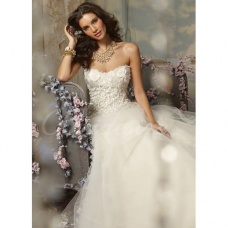 Corte A Strapless Sin Mangas Cola Gorrailla Satén Organza Vestido de Novia