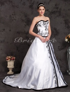 Corte A Cola Corte Satén Escote Corazón Vestido de Novia with Apertura Frontal