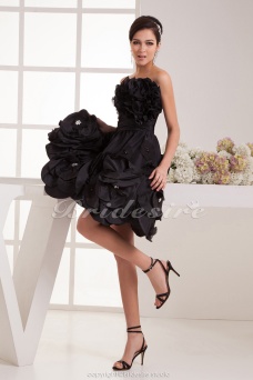 Corte A Strapless Hasta la Rodilla Sin Mangas Tafetán Vestido