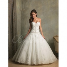 Corte A Strapless Sin Mangas Cola Gorrailla Satén Encaje Vestido de Novia