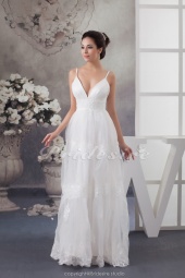 Corte A Tirantes Espaguetis Hasta el Suelo Sin Mangas Gasa Vestido de Novia