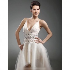 Serena Corte A Escote en V Asimétrico Tul / Prom/ Vestidos de Novia