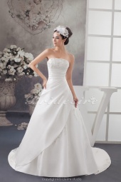 Corte A Strapless Cola Gorrailla Sin Mangas Satén Vestido de Novia
