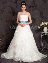 Corte Evasé Organza Cola Gorrailla Escote Corazón Vestido de Novia