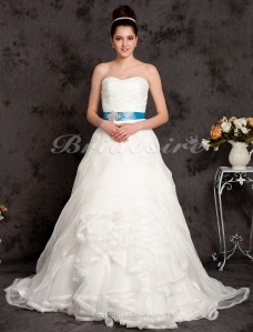 Corte Evasé Organza Cola Gorrailla Escote Corazón Vestido de Novia