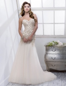 Corte A Escote Corazón Sin Mangas Vestido de Novia