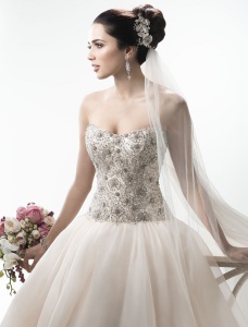 Corte Evasé Escote Corazón Sin Mangas Vestido de Novia
