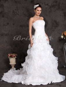 Corte A Organza Satén Cola Corte Strapless Vestido de Novia