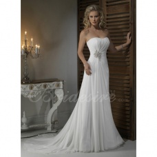 Corte Recto / Column Strapless Sin Mangas Cola Corte Gasa Vestido de Novia