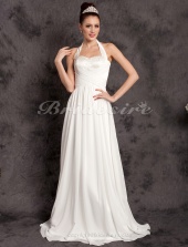Corte Recto Gasa Hasta el Suelo Escote Halter Vestido de Novia